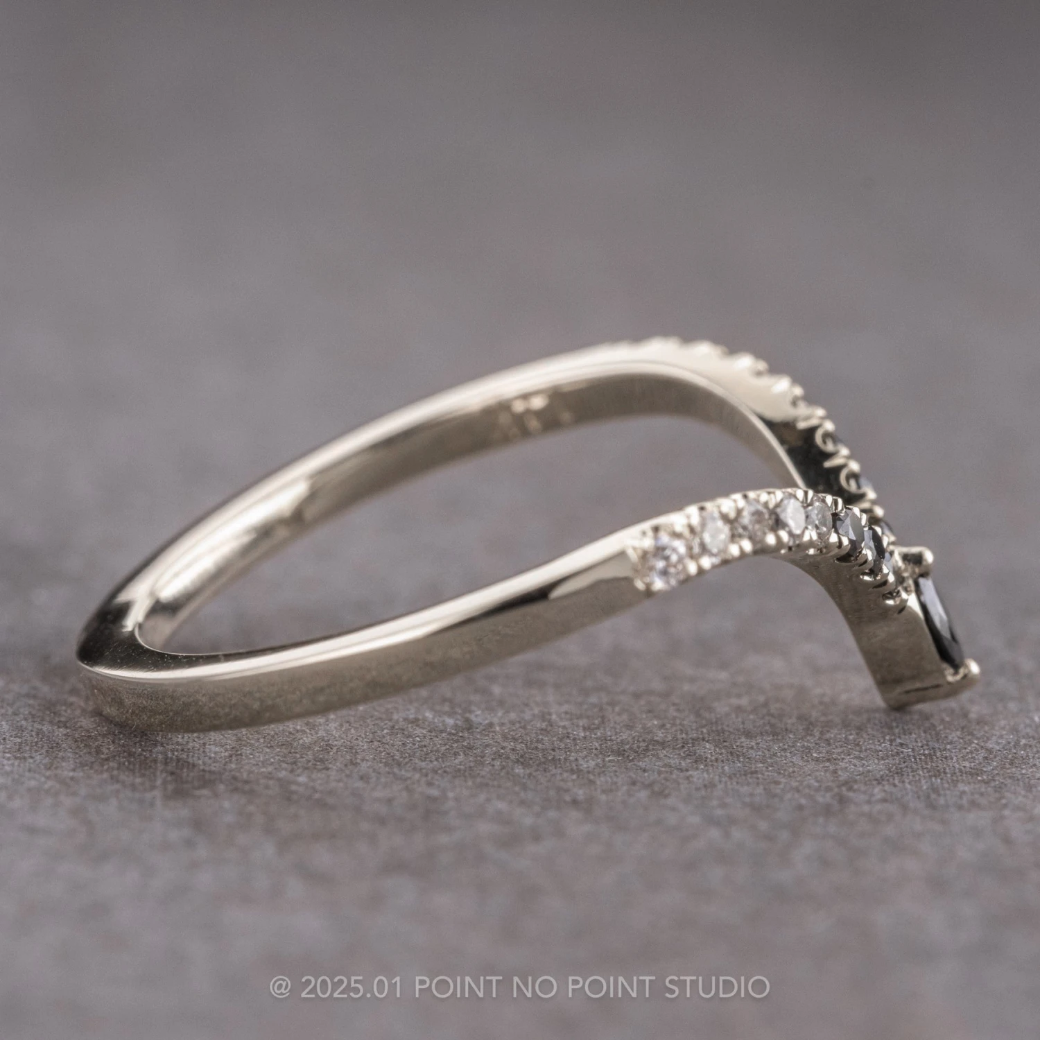 Marquise Ombre Diamond Vivian Wedding Band, 14K White Gold - Image 6