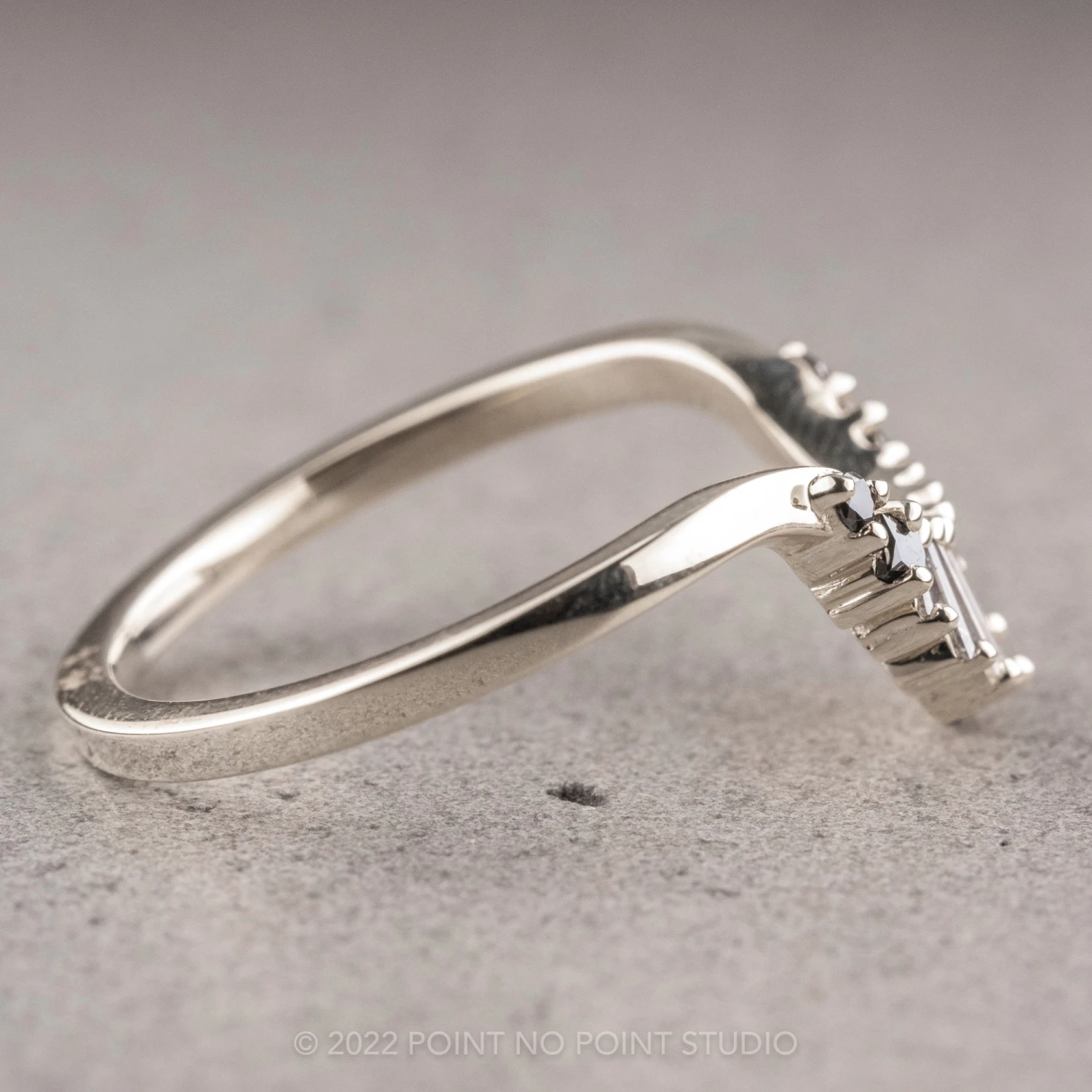 Baguette Diamond Wedding Band, Ombre Wren Setting, Platinum - Image 8