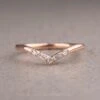 Round And Baguette Diamond V Band, Petite Paloma Setting, 14K Rose Gold