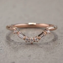 Round And Baguette Diamond Contour Band, Paloma Setting, 14K Rose Gold