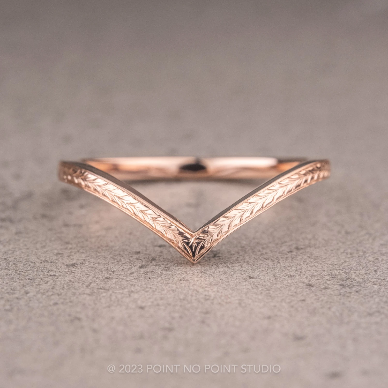 Vintage Vivian Wedding Band, 14k Rose Gold