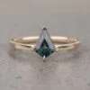 .94 Carat Teal Kite Sapphire Engagement Ring, Jane Setting, 14K Yellow Gold