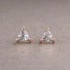 14k Rose Gold Sapphire Trillion Studs