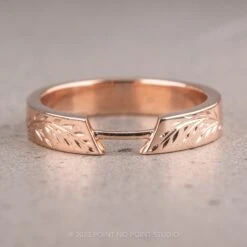 Engraved Wide Harper Cuff Wedding Band, 14k Rose Gold