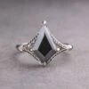 1.34 Carat Black Kite Moissanite Engagement Ring, Mackenzie Setting, Platinum