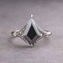 1.34 Carat Black Kite Moissanite Engagement Ring, Mackenzie Setting, Platinum