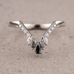 Marquise Diamond Wedding Band, Cleo Setting, Platinum