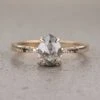 1.40 Carat Salt And Pepper Pear Diamond Engagement Ring, Ombre Tapered Jules Setting, 14K Yellow Gold