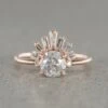 1.56 Carat Salt And Pepper Round Diamond Engagement Ring, Wren Setting, 14K Rose Gold