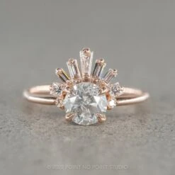 1.56 Carat Salt And Pepper Round Diamond Engagement Ring, Wren Setting, 14K Rose Gold