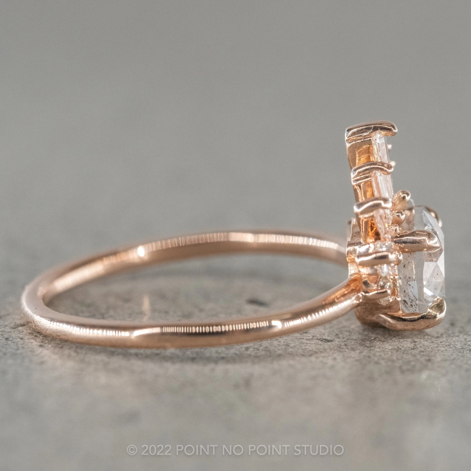 1.56 Carat Salt And Pepper Round Diamond Engagement Ring, Wren Setting, 14K Rose Gold - Image 10