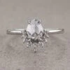 1.67 Carat Salt And Pepper Pear Diamond Engagement Ring, Ava Setting, 14K White Gold