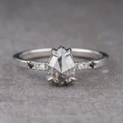 1.18 Carat Salt And Pepper Pear Diamond Engagement Ring, Ombre Jules Setting, 14K White Gold