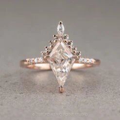 1.54 Carat Kite Moissanite Engagement Ring, Avaline Setting, 14K Rose Gold