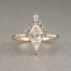 1.54 Carat Kite Moissanite Engagement Ring, Avaline Setting, 14K Yellow Gold