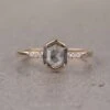 1.76 Carat Black Speckled Hexagon Diamond Engagement Ring, Jules Setting, 14K Yellow Gold