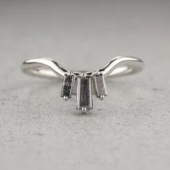 Salt And Pepper Baguette Diamond Wedding Band, Dawn Setting, Platinum