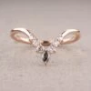 Salt And Pepper Marquise And White Diamond Wedding Band, Cassiopeia Setting, 14K Rose Gold