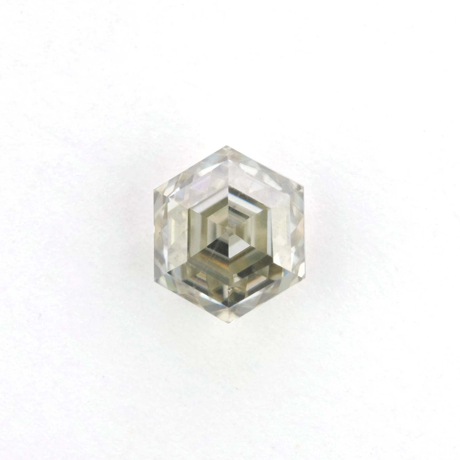1.35 Carat Warm Toned Step Cut Hexagon Moissanite