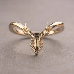 Deer Skull Wedding Band, 14k Yellow Gold
