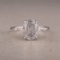 2.19 Carat Salt And Pepper Oval Diamond Engagement Ring, Nova Setting, Platinum