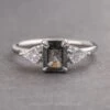 1.58 Carat Fancy Grey Emerald Shaped Diamond Engagement Ring, Zoe Setting, Platinum