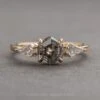 1.52 Carat Canadian Salt And Pepper Hexagon Diamond Engagement Ring, Lea Setting, 14k Yellow Gold