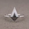 1.55 Carat Black Speckled Kite Diamond Engagement Ring, Jules Setting, Platinum
