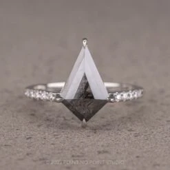 1.55 Carat Black Speckled Kite Diamond Engagement Ring, Jules Setting, Platinum