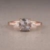 1.26 Carat Salt And Pepper Cushion Diamond Engagement Ring, Eliza Setting, 14K Rose Gold