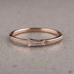 .13 Carat White Tapered Baguette Diamond Ring, 14K Rose Gold