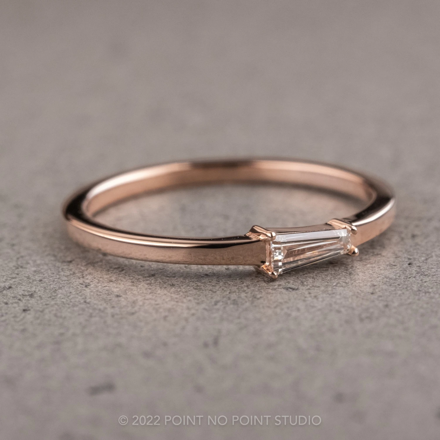 .13 Carat White Tapered Baguette Diamond Ring, 14K Rose Gold - Image 2