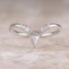 White Kite And Baguette Diamond Wedding Ring, Athena Setting, 14k White Gold
