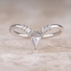 White Kite And Baguette Diamond Wedding Ring, Athena Setting, Platinum