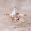 2.27 Carat Kite Moissanite Engagement Ring, Wren Setting, 14K Yellow Gold