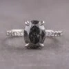 1.72 Carat Black Speckled Oval Diamond Engagement Ring, Ombre Jules Setting, 14k White Gold