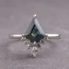 1.58 Carat Teal Kite Sapphire And Diamond Engagement Ring, Ava Setting, Platinum
