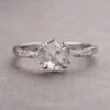 1.34 Carat Icy White Hexagon Diamond Engagement Ring, Eliza Setting, 14K White Gold