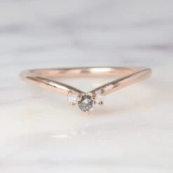 Grey And White Diamond Wedding Band, Charlotte Setting, 14K Rose Gold