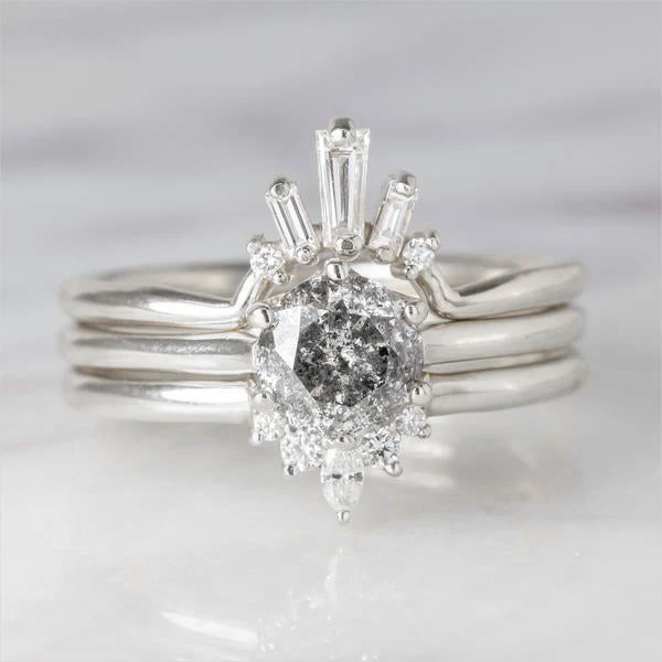 White Baguette Diamond Wedding Band, Dawn Setting, Platinum - Image 2