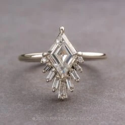 1.40 Carat Lozenge Moissanite And Diamond Engagement Ring, Wren Setting, Platinum