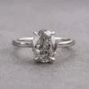 2.10 Carat Salt And Pepper Oval Diamond Engagement Ring, Lark Setting, 14K White Gold