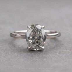 2.10 Carat Salt And Pepper Oval Diamond Engagement Ring, Lark Setting, 14K White Gold
