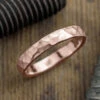 4mm 14k Rose Gold Mens Wedding Band, Hammered Matte