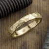 4mm 14k Yellow Gold Mens Wedding Ring, Hammered Matte