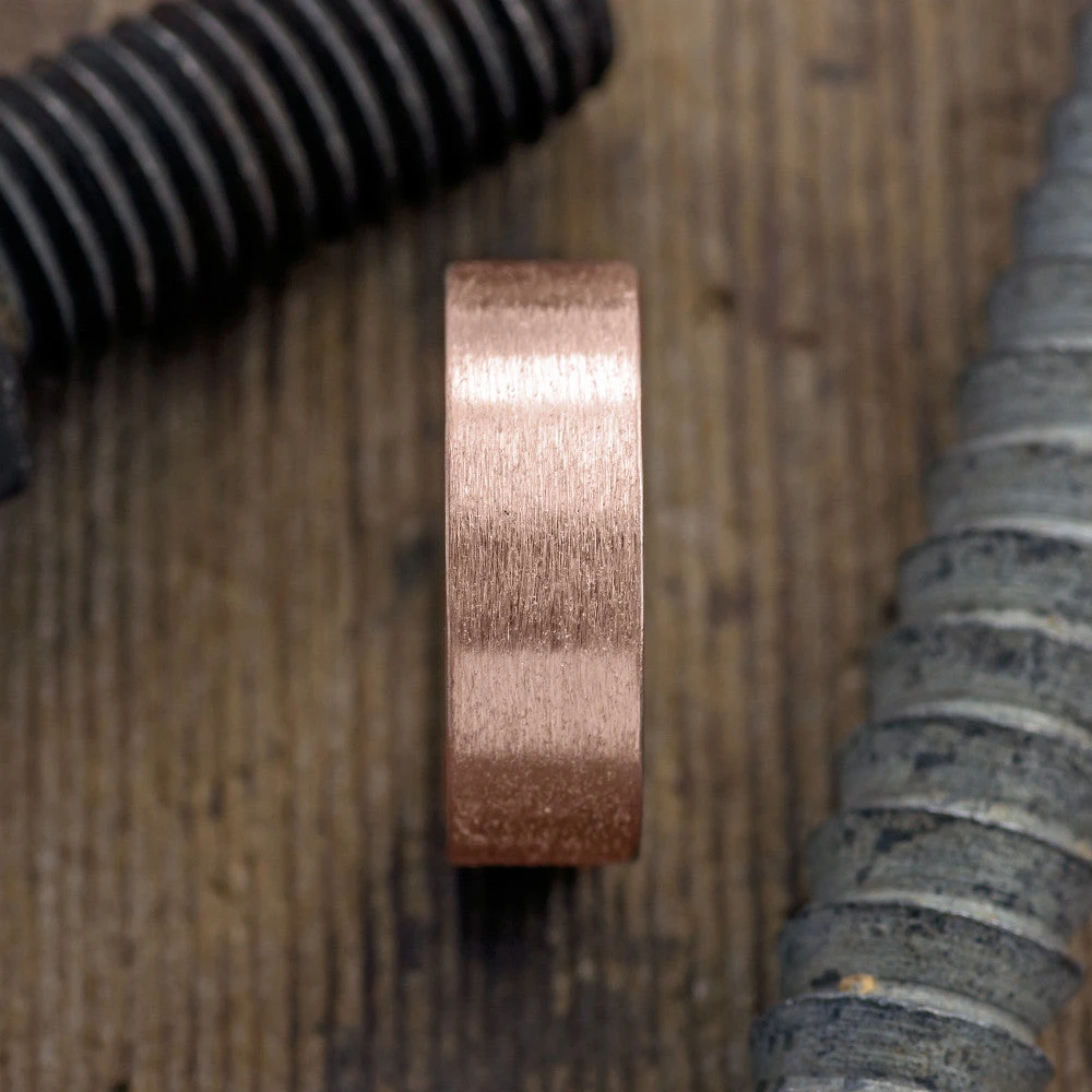 8mm 14K Rose Gold Mens Wedding Band, Matte Finish - Image 2