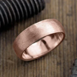 8mm 14K Rose Gold Comfort Fit Men's Wedding Band, Half Round Matte