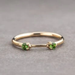 Tsavorite Garnet Wedding Cuff, Harper Setting, 14k Yellow Gold