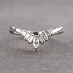 Diamond Wedding Band, Wren Setting, 14k White Gold