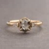 .94 Carat Salt And Pepper Hexagon Diamond Engagement Ring, Zelda Setting, 14K Yellow Gold